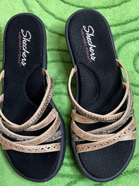 Skechers strappy memory foam wedge sandals